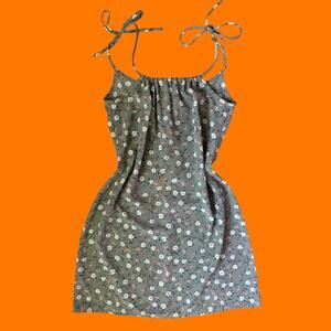 90's vintage gray floral whimsigoth fairy grunge mini dress MEDIUM